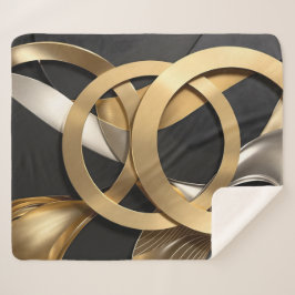 Cobertor Sherpa Ouro Rings Abstrato - Design moderno de luxo