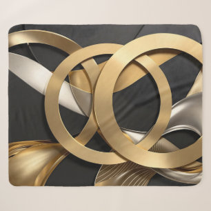 Cobertor Sherpa Ouro Rings Abstrato - Design moderno de luxo