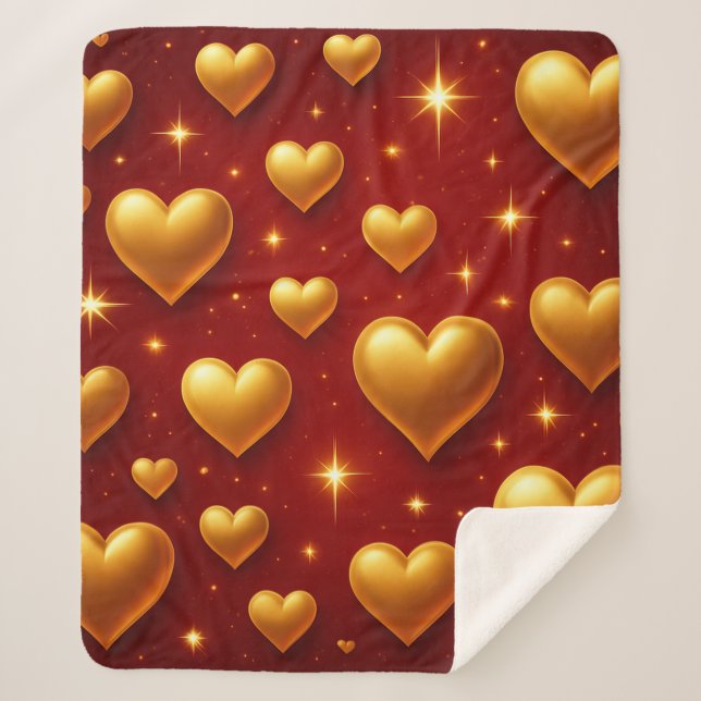 Cobertor Sherpa Ouros em vermelho com estrelas (Frente)