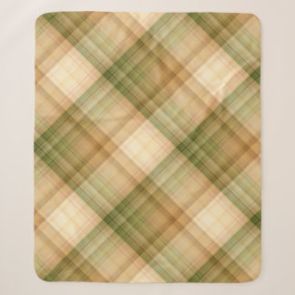 Cobertor Sherpa Outono Daisy Creme e Xadrez Verde