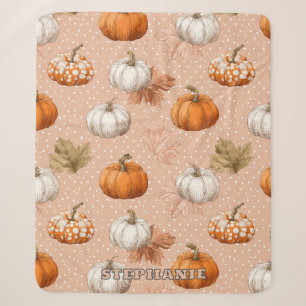 Cobertor Sherpa outono de colheita russa - Pumpkins & Leaves