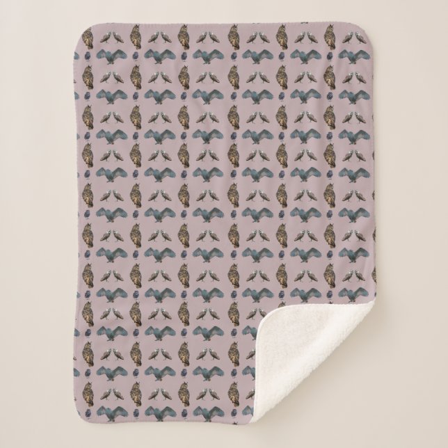 Cobertor Sherpa Owl Frenzy (Rosa) (Frente)