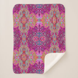 Cobertor Sherpa Padrão abstrato Magenta Rosa, Azul e Vermelho do G