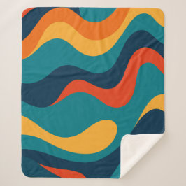 Cobertor Sherpa Padrão Abstrato Ondulado Retro Moderno