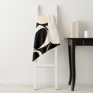 Cobertor Sherpa Padrão Abstrato Preto Creme Moderno e Elegante