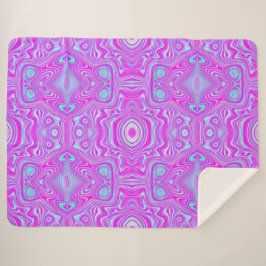 Cobertor Sherpa Padrão Abstrato Rosa Quente e Azul Água Trippy