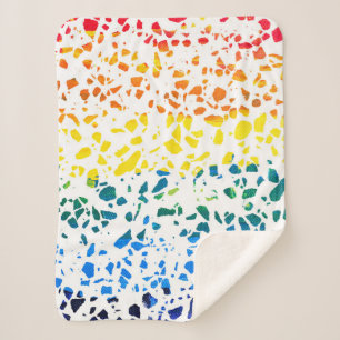 Cobertor Sherpa Padrão abstrato Terrazzo do arco-íris colorida do