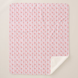 Cobertor Sherpa Padrão Aleatório de Pássaro Flamingo Rosa