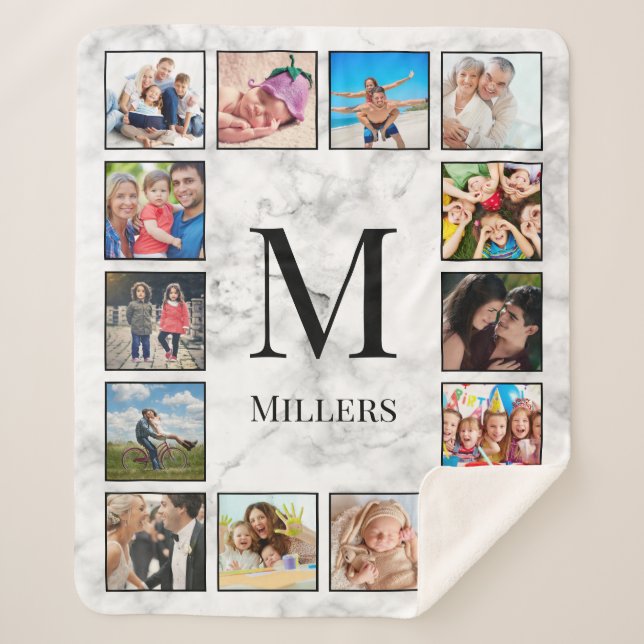 Cobertor Sherpa Padrão Branco da Pedra Marble (Frente)