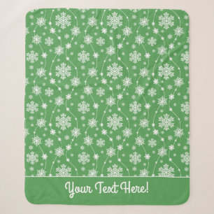 Cobertor Sherpa Padrão brilhante Kelly Green Winter White Snowfla