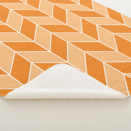 Cobertor Sherpa Padrão Chevron Xadrez em Laranja Moderno e Pêssego