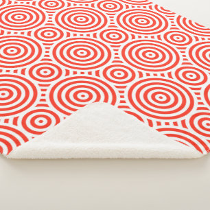 Cobertor Sherpa Padrão circular aninhado laranja e branco