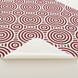 Cobertor Sherpa Padrão circular aninhado vermelho e branco