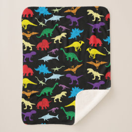 Cobertor Sherpa Padrão Colorida Dinossauros Aquarela Crianças