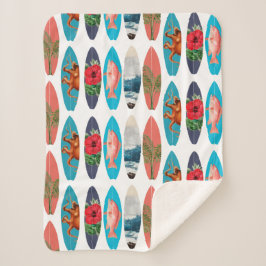 Cobertor Sherpa Padrão Colorido de Surfboards Retro