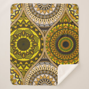 Cobertor Sherpa Padrão com mandalas. Elementos decorativos venosos