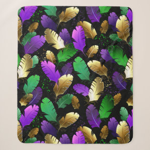 Cobertor Sherpa Padrão contínuo com penas de Mardi Gras