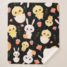 Padrão contínuo de adoráveis coelhinhos e pintinho