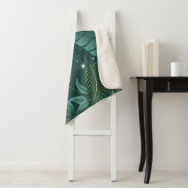 Cobertor Sherpa Padrão contínuo de folhas tropicais inspirado na n