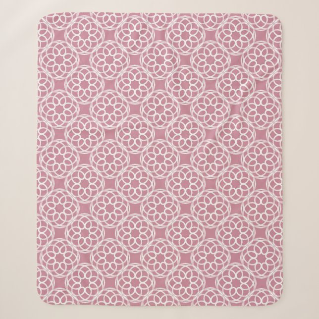 Cobertor Sherpa Padrão contínuo geométrico branco rosa (Frente)