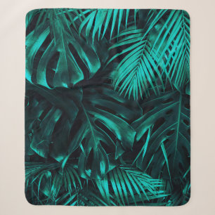 Cobertor Sherpa Padrão das folhas tropicais