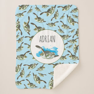 Cobertor Sherpa Padrão das tartarugas do mar