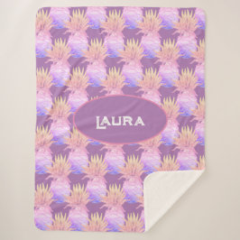 Cobertor Sherpa Padrão de abacaxi divertido