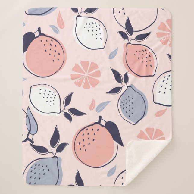 Cobertor Sherpa Padrão de abstrato Citros de Limão e Laranjas em P (Frente)