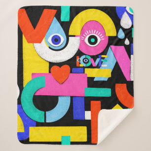 Cobertor Sherpa Padrão de abstrato colorida com dentro de amor de