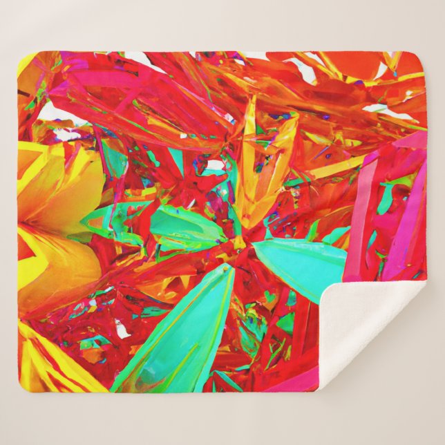 Cobertor Sherpa Padrão de Abstrato de Cores Vibrantes (Frente (Horizontal))
