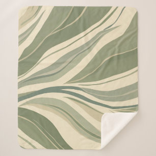 Cobertor Sherpa Padrão de Abstrato de de Sage Green e Cream
