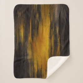 Cobertor Sherpa Padrão de Abstrato preto e Dourado