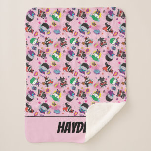 Cobertor Sherpa Padrão de Ação de Chibi Super Villain