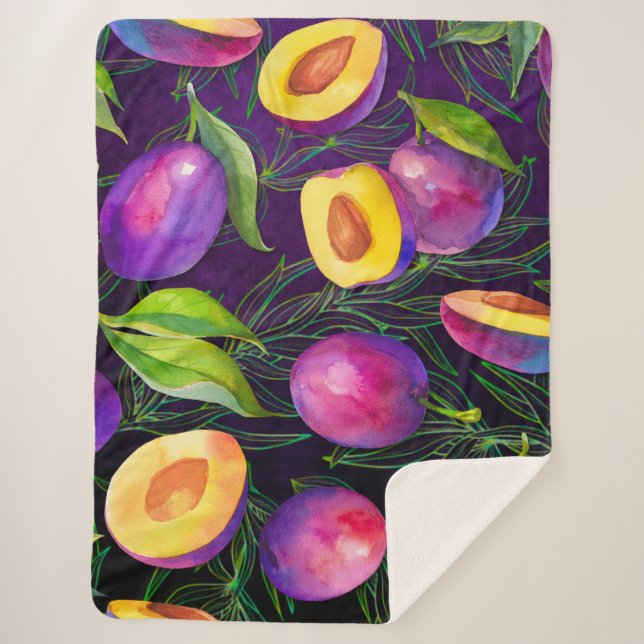 Cobertor Sherpa Padrão de ameixa roxa (Frente)