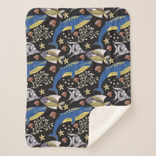 Cobertor Sherpa Padrão de animais aquáticos   vida submarina do 