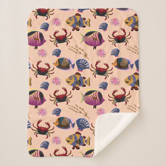 Cobertor Sherpa Padrão de animais aquáticos | vida submarina do oc (Frente)