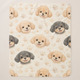 Cobertor Sherpa Padrão de aquarela Coração de Cachorrinho Fofo (3)