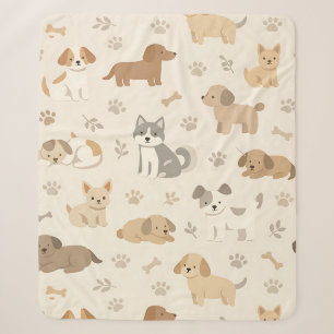 Cobertor Sherpa Padrão de aquarela Coração de Cachorrinho Fofo (7)