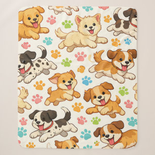 Cobertor Sherpa Padrão de Aquarela de Cachorrinho Adorável (3)