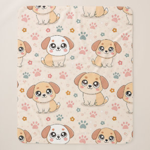 Cobertor Sherpa Padrão de aquarela de corações de cachorrinho fofo