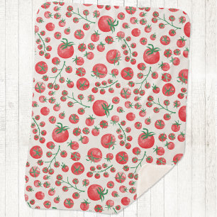 Cobertor Sherpa Padrão de Aquarela de Tomate