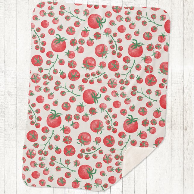 Cobertor Sherpa Padrão de Aquarela de Tomate (Fun Mediterranean summer watercolor tomato pattern sherpa blanket)