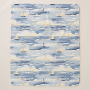 Cobertor Sherpa Padrão de aquarela de veleiros sonhadores no ocean