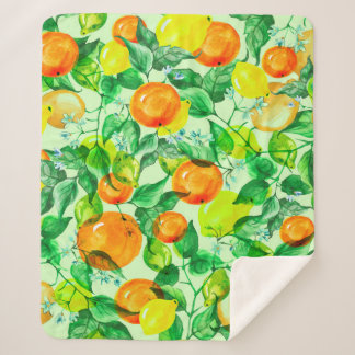 Cobertor Sherpa  Padrão de aquarela vítrea - Ramal de limão com fl