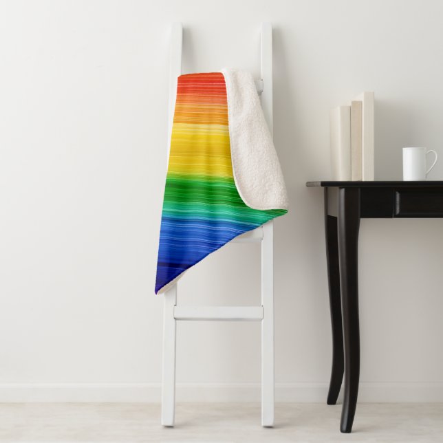 Cobertor Sherpa Padrão de arco-íris colorido (In Situ)