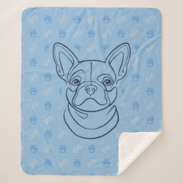 Cobertor Sherpa Padrão de Arte Decorativa com Bulldog Francês