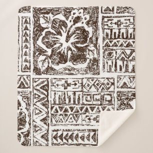 Cobertor Sherpa Padrão de arte tropical tribal do Havaí indígenas
