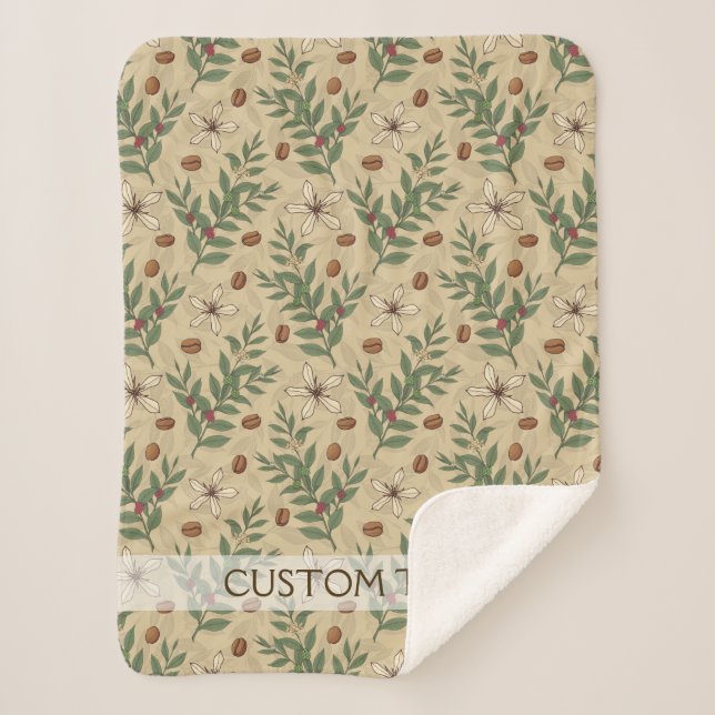 Cobertor Sherpa Padrão de Árvore de Café (Frente)