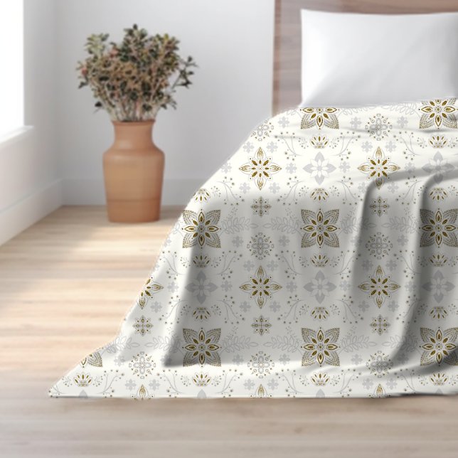 Cobertor Sherpa Padrão de Azulejo Dourado Elegante simples (Criador carregado)