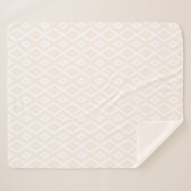 Cobertor Sherpa Padrão de bege e de diamante branco (Frente (Horizontal))